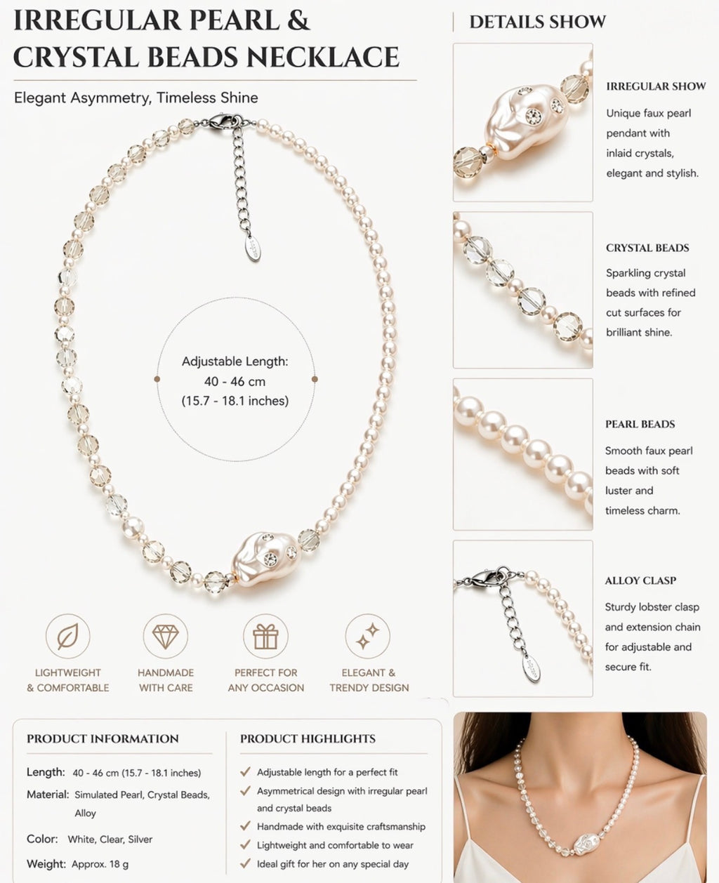 Irregular Angel Skull handmade Necklace