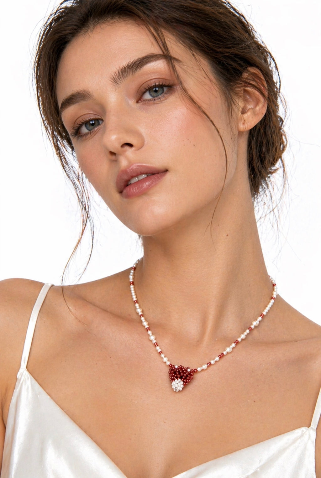 Handcrafted Red Beaded Mushroom Pendant Necklace