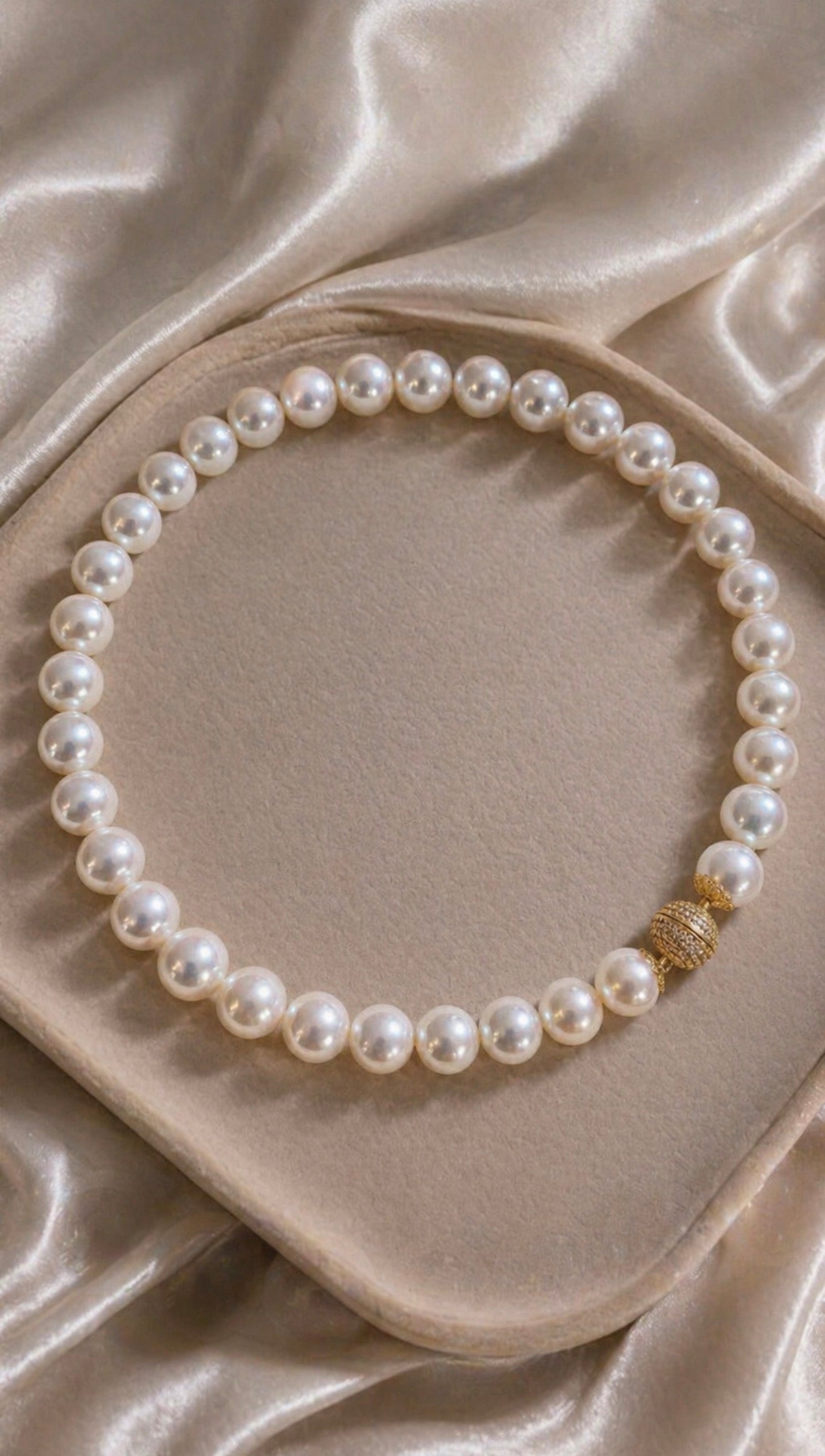 Magnetic Clasp Pearl Necklace – South Australian Mother-of-Pearl, 1-Second Wear