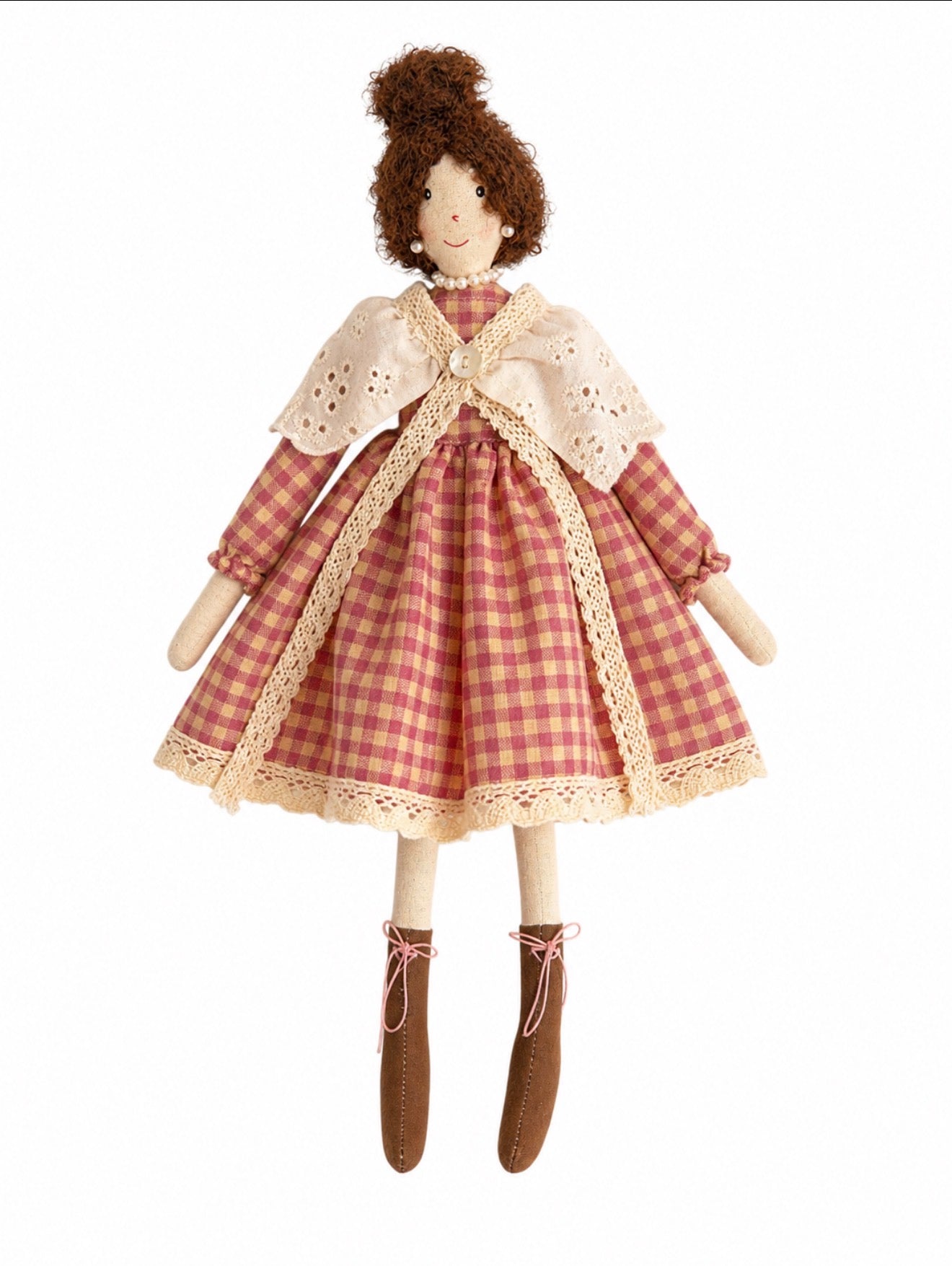 Handcrafted Vintage Fabric Lady with Pearl Elegance Home Decorative Piece & Gift