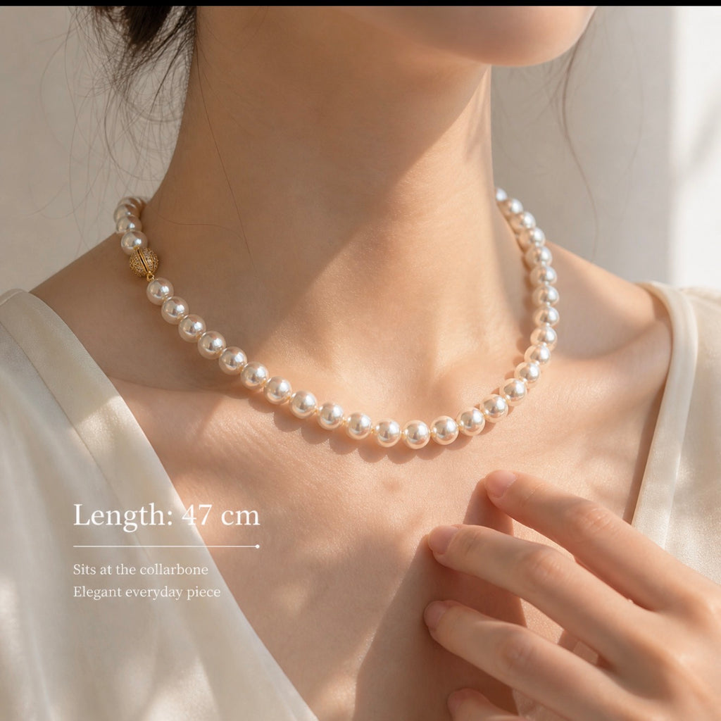 Magnetic Clasp Pearl Necklace – South Australian Mother-of-Pearl, 1-Second Wear