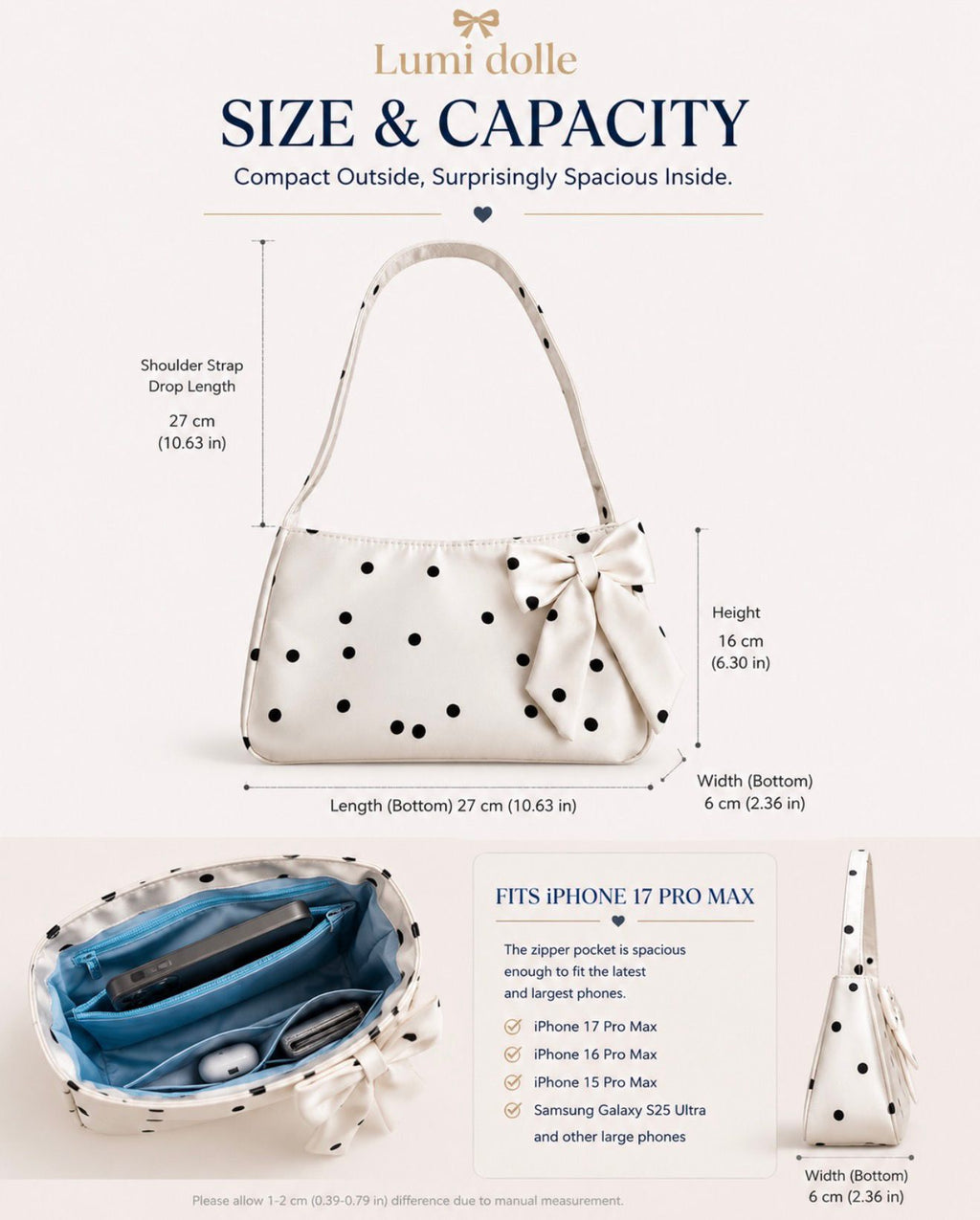 Lumi Dolle Classic Satin Bow Bag